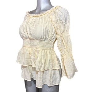 SCARLET DARKNESS Renaissance Milkmaid Top Long Sleeve Victorian Steampunk Large